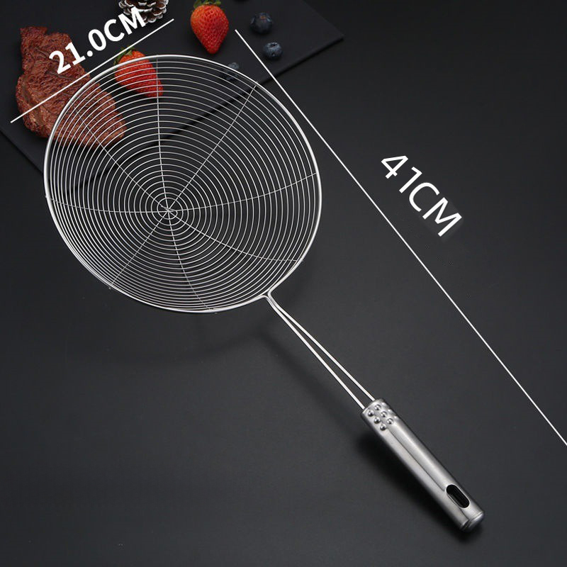 Espumadera de acero inoxidable, cucharón colador sólido, utensilio de cocina de acero inoxidable, herramienta para patatas fritas, pescado, utensilio de cocina para freír: Amarillo