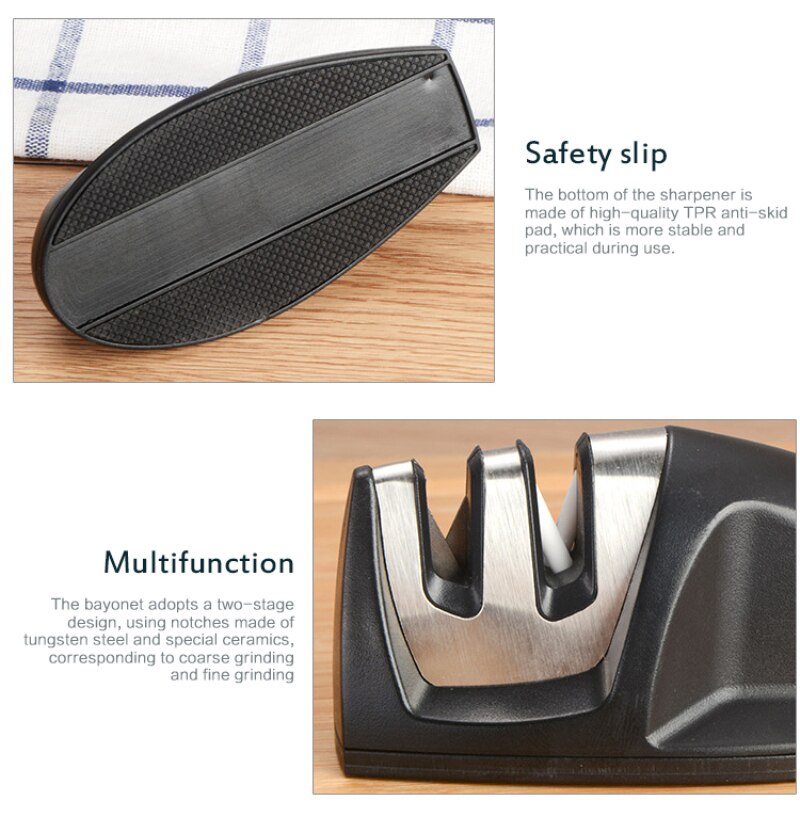 Afilador de cuchillos multifuncional de 2 etapas, Piedra afiladora de cuchillo, herramientas de cocina, tijeras de molinillo, utensilios de cocina, 1 ud.