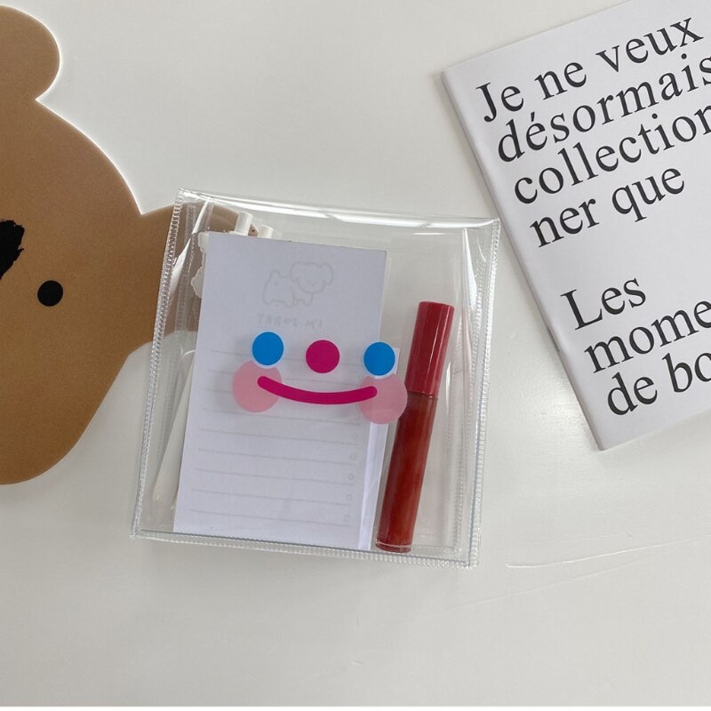 Draagbare transparante pvc etui voor pennen, cosmetische make-up, muntzakje, portemonnee  lx9f: 2