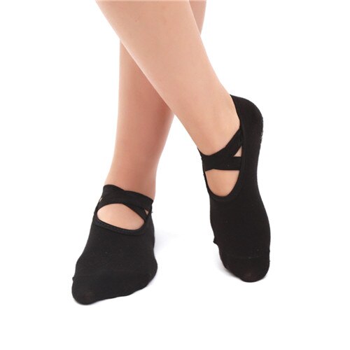 Vrouwen Professionele Anti Slip Bandage Sport Yoga Sokken Dames Ventilatie Pilates Ballet Sokken Dans Sok Slippers: Black 1