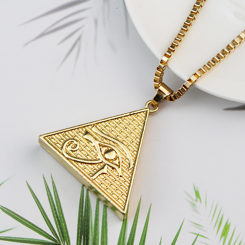Eye of horus pendant necklace men's hip-hop rap street culture metal alloy gold color chain necklace men's jewelry