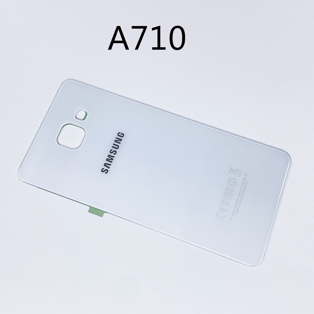 Do SAMSUNG Galaxy A3 A310 A5 A510 A7 A710 A9 A910 2016 powrót pokrywa baterii obudowa drzwi tylna szklana obudowa Shell naklejki samoprzylepne: A710 white