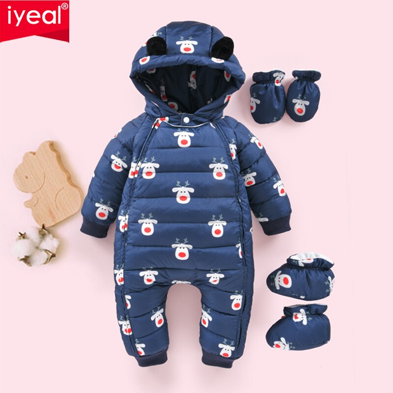 Iyreal Kerst Childrens Jumpsuit 90% Witte Eend Donsjack Winter Jongens Meisjes Hooded Herten Warme Bovenkleding Kids Baby Down Jassen