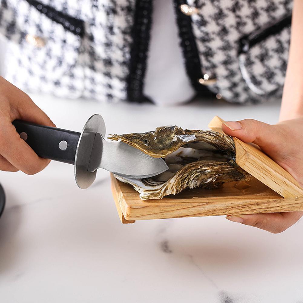 1pc Oyster Shucking Clamp Wooden Oyster Holder Oyster Opener Tool Wooden Tray For Kitchen Gadget Supplies F1u7