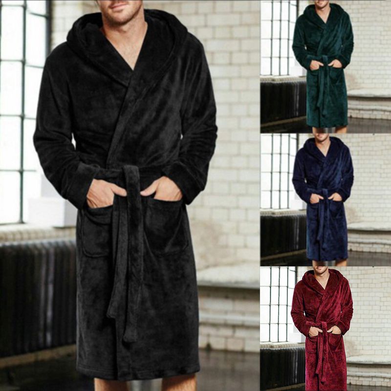 Mens & Ladies Cotton Hooded Bathrobe Towelling Bath robe Dressing Gownx1