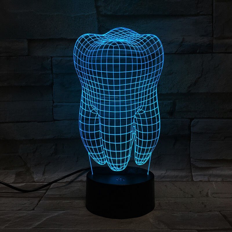 Tand 3D Lamp LED Lamp Nachtlampje Huis Decoratieve Verlichting Kabel Slaapkamer Tanden USB Multicolor Ziekenhuis Werktafel Kid's