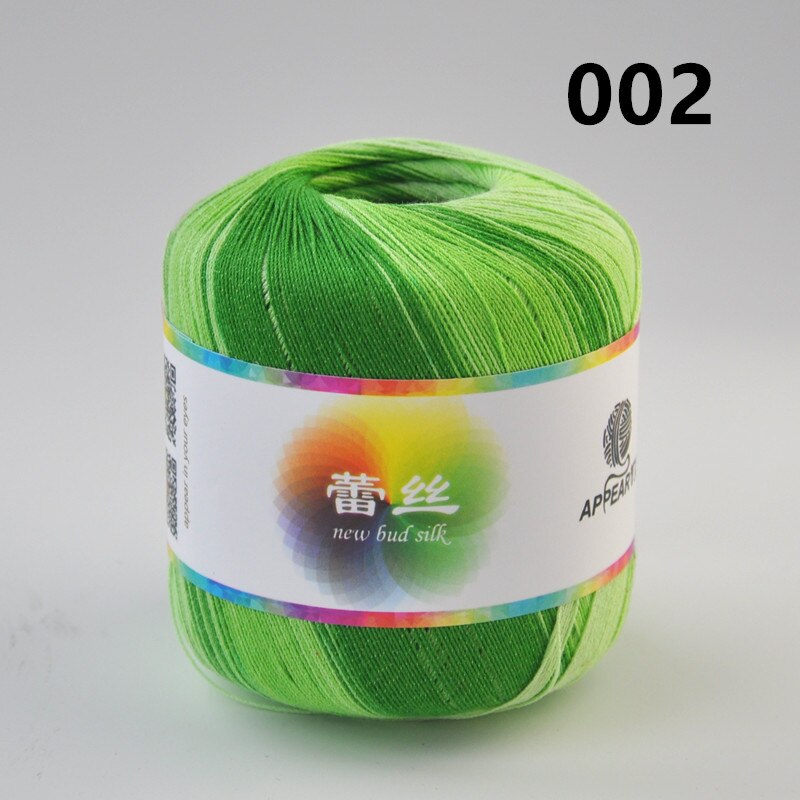 300g(50g*6 stk) bomuld metallic blonder regnbuegarn farverig tynd tråd til hækling strikning  by 1.55mm hæklenåle: 002