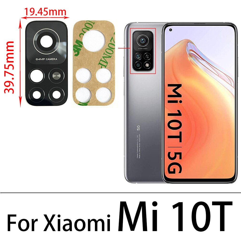 Back Camera Glass Cover Lens With Sticker For Xiaomi Mi A3 A1 A2 10T Lite Max 3 2 Mix 3 2S 2 10 Ultra Redmi Note 6 7 10 Pro 10S: Mi 10T