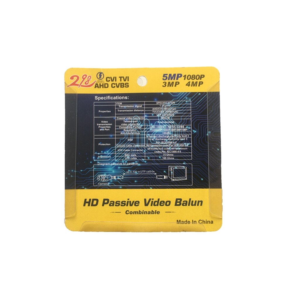 10 Pairs Passive Twisted Pair Video Balun Transceiver Male BNC UTP For CCTV AHD DVR Camera System