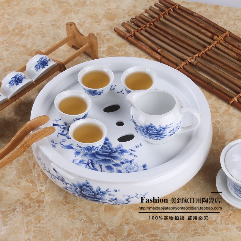 Kung Fu tea set for black tea,Blue and white porcelain teaset