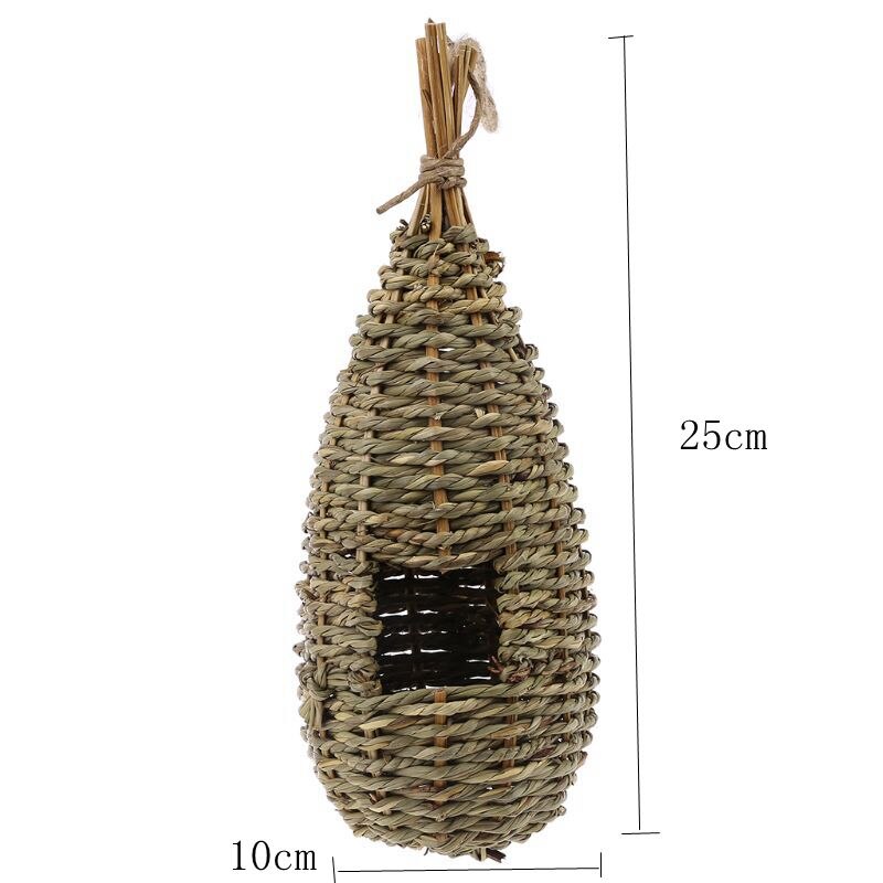 Casa de pássaro de bambu natural, feito à mão, gaiola de brinquedo, abrigo, cabana ao ar livre s18 19, dropship: B