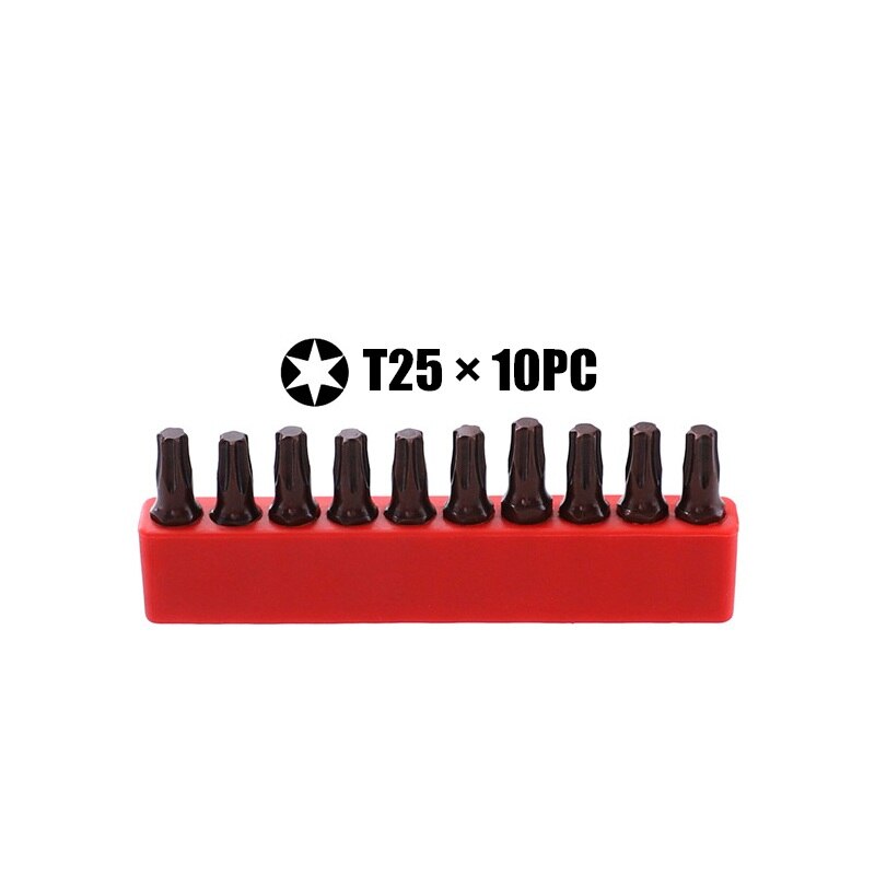 10pcs/lot 25mm Torx Screwdriver Bits With Hole Magnetic Set T20 T25 T6-T40 1/4 Inch Hex Shank Electric Screw Driver Star Bit Set: T25