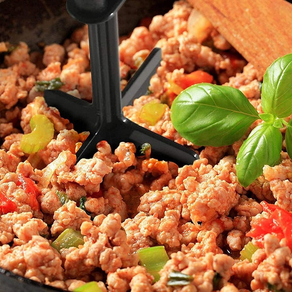 Machacador de carne multifuncional resistente al calor, utensilios de cocina antiadherentes de nailon para hamburguesas, picadora de carne molida