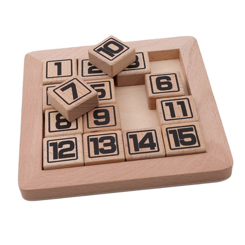 15 Sliding Tiles Math IQ Game Toys Wooden Brain Game for Adults Children 2022 Safety Supplies