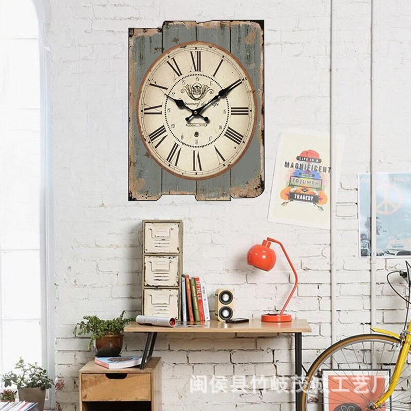 Reloj de pared cuadrado grande, de madera, Retro, , Vintage, decoración para el hogar, reloj de pared silencioso, Orologio Da Parete D079