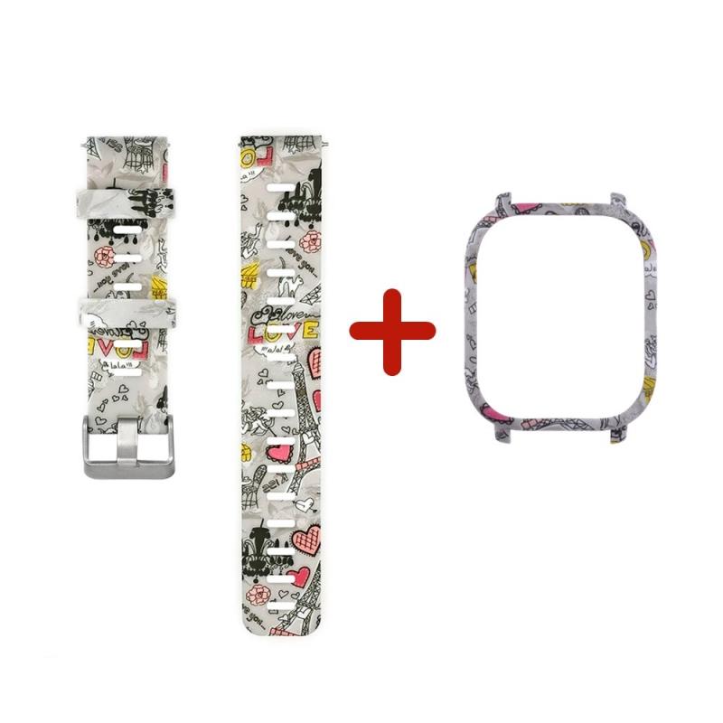 Strap 2 in 1 Watch Band Watch Case Cover Bracelet strap Protector Silicone Wrist Strap Watch Band For Amazfit GTS Strap: 04