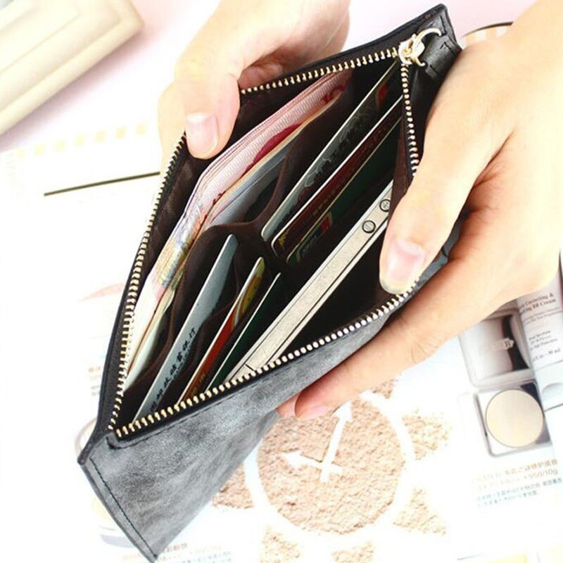 Women Purse Wallet Vintage Card Phone Storage Bag Long PU Leather Wallets Zipper Handbag SWD889