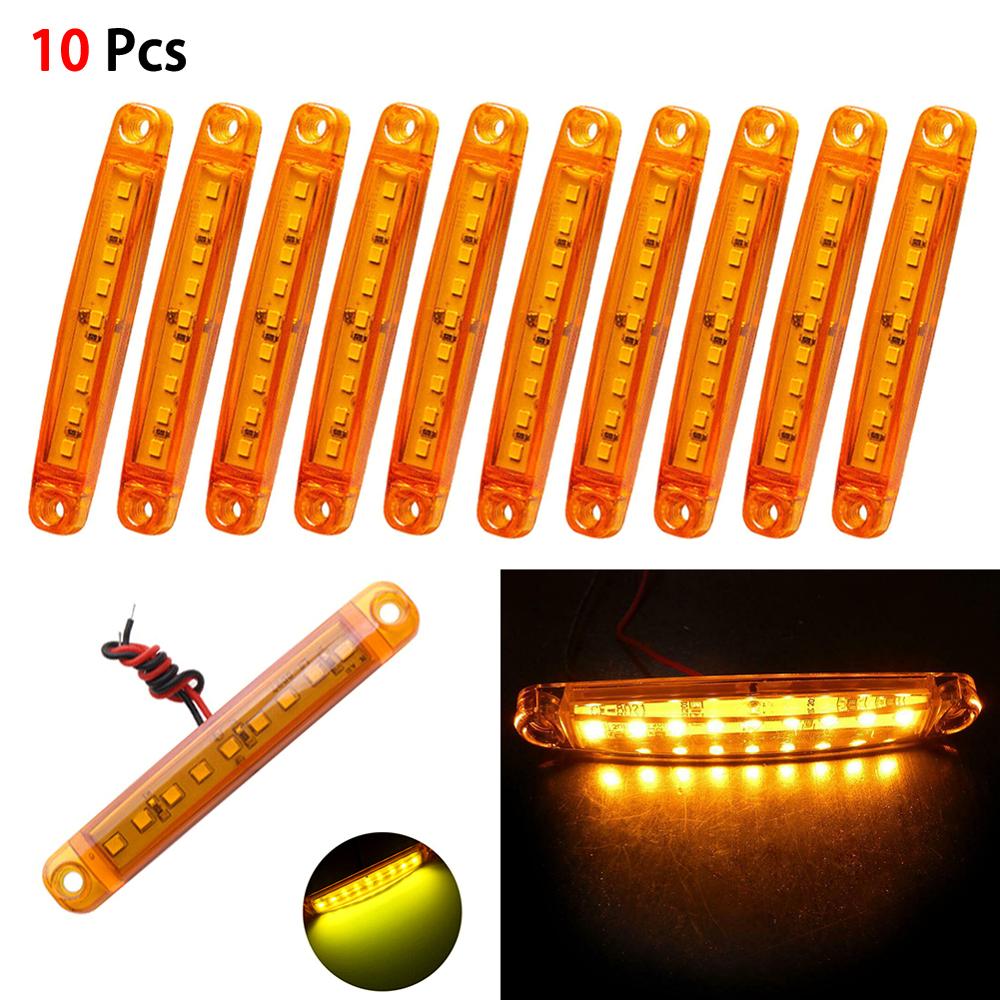 10pcs Amber 9-LED Bus/Truck/Trailer/Truck 24V LED Lights Side Marker Light Waterproof LED Light Tail indicator Parking Light