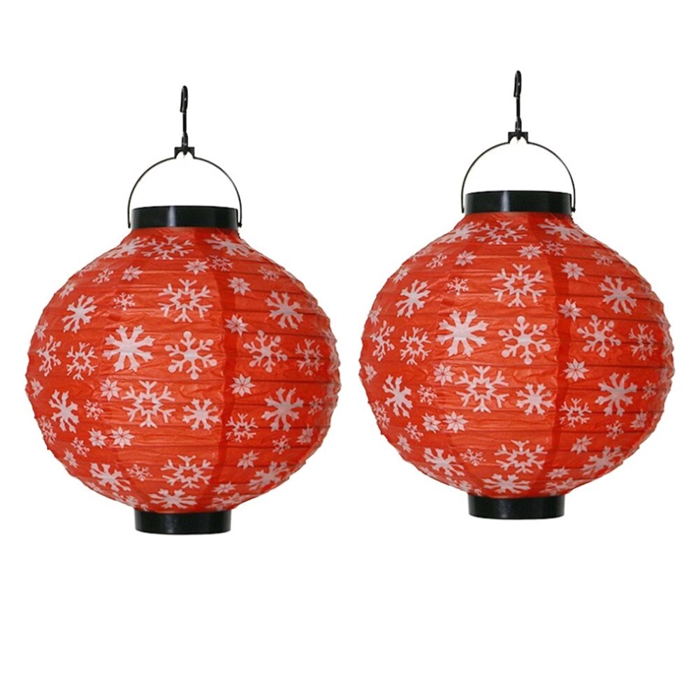 2pcs Christmas Luminous Paper Lantern Hangable Paper Lantern Christmas Scene Layout Decorations Not Battery: color 3