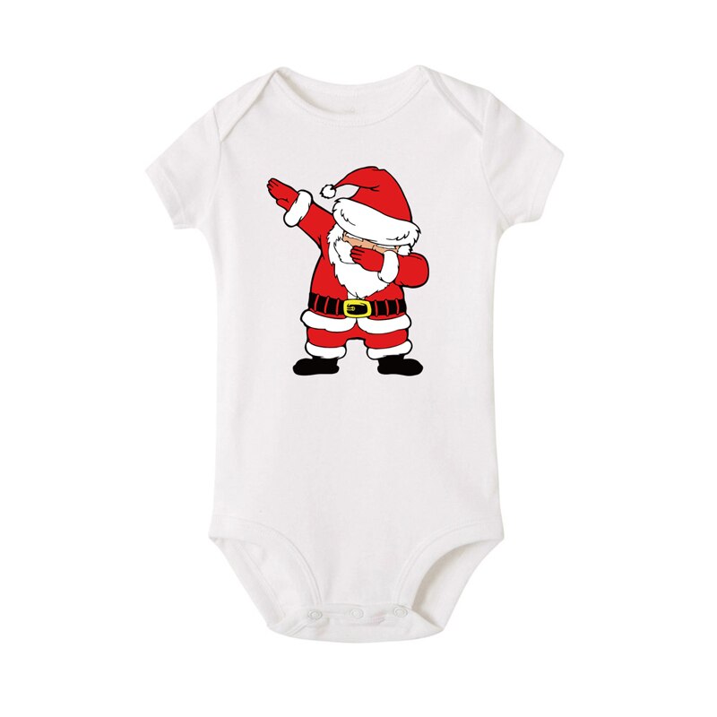 Dabbing Santa Graphic Print Baby Bodysuit Cute Short Sleeve Body Baby Christmas Romper Infant Baby Boy Girl Onesie Clothes: 3M