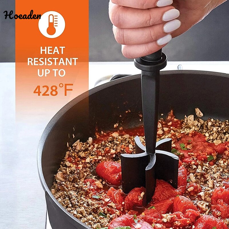 Multifunctional Heat Resistant Meat Stamper Nylon Hamburger Chopper Ground Meat Chopper Utensil Non-Stick Cookware