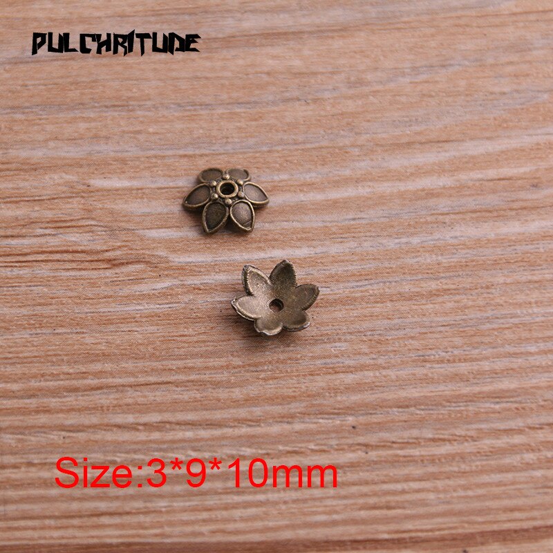 100pcs 3*9*10mm Two Color Retro Bead Caps Charm Hollow Flower Pendants Jewelry Accessories DIY Receptacle Charms