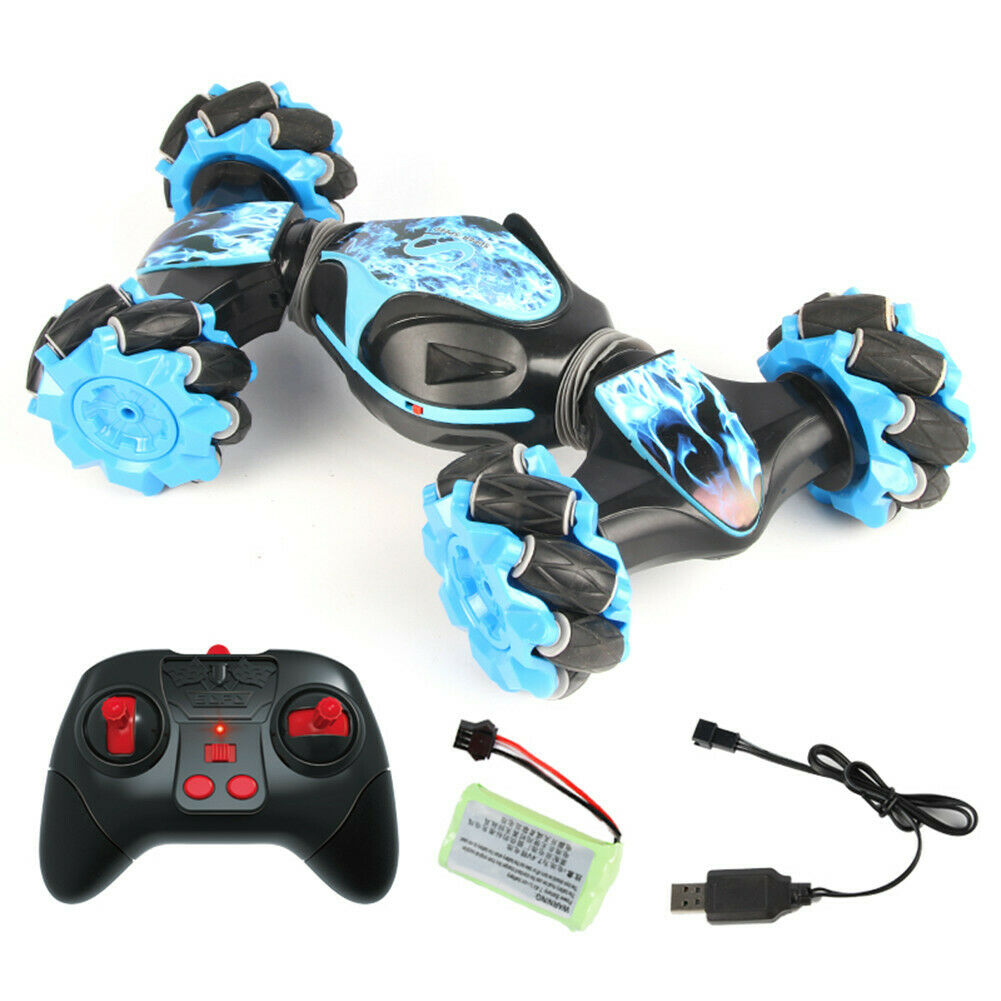 Uk Afstandsbediening Off-Road Gebaar Sensing 4WD Dubbelzijdig Flip Rc Stunt Auto Rw Remote Kinderen: Blue 2