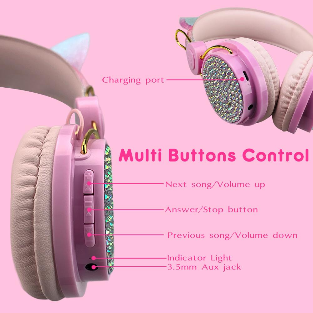Verbeterde Unicorns Bluetooth Hoofdtelefoon Opvouwbaar Muziek Stereo Oortelefoon Met Microfoon Voor Handsfree Online Onderwijs