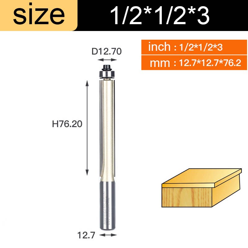 Arden Flush Trim Router Bits for Wood 1/2 1/4 Shank Woodworking Tools Trimming Cutters with Bearing Endmill Milling Cutter: X01312