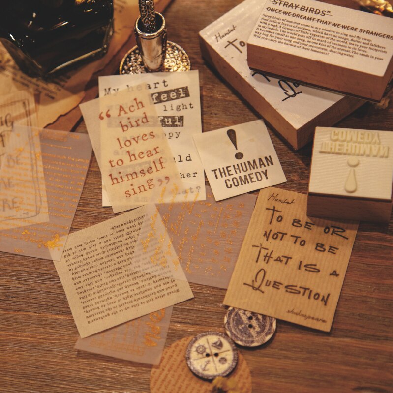 Retro English Library series decoration stamp wooden Round rubber stamps for scrapbooking stationery DIY craft standard seal