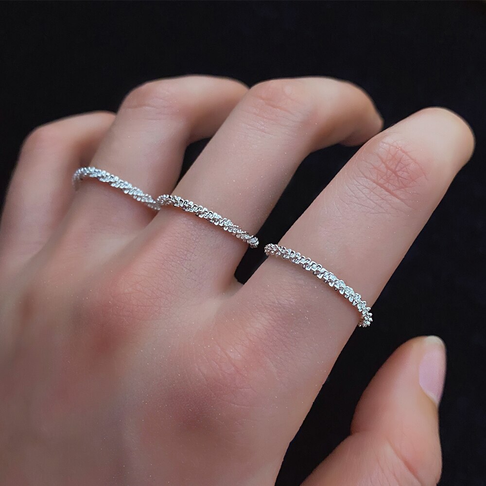 Ifmia Aangekomen Trend Minimalisme Zilver Kleur Fonkelende Ring Eenvoudige Stijl Decoratieve Wijsvinger Ring Vrouwen Mode-sieraden