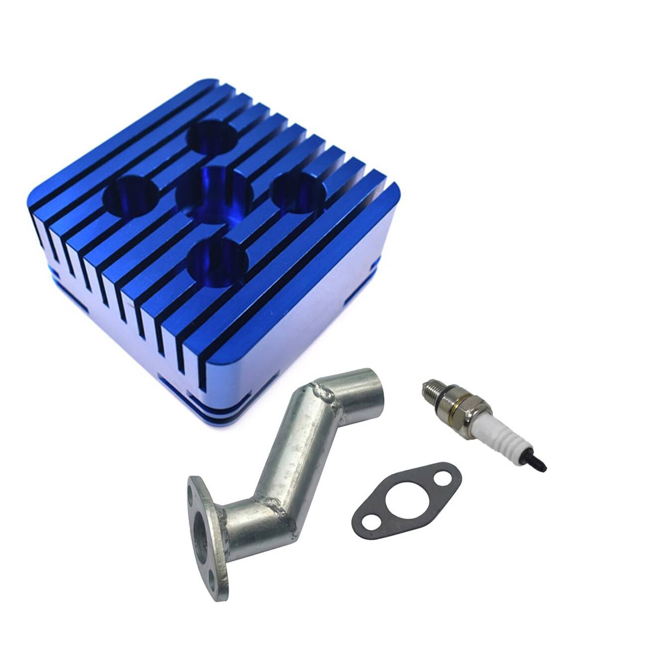 CNC Square Cylinder Head & Spark Plug For 80cc Engine Motorized Bicycle: Blue