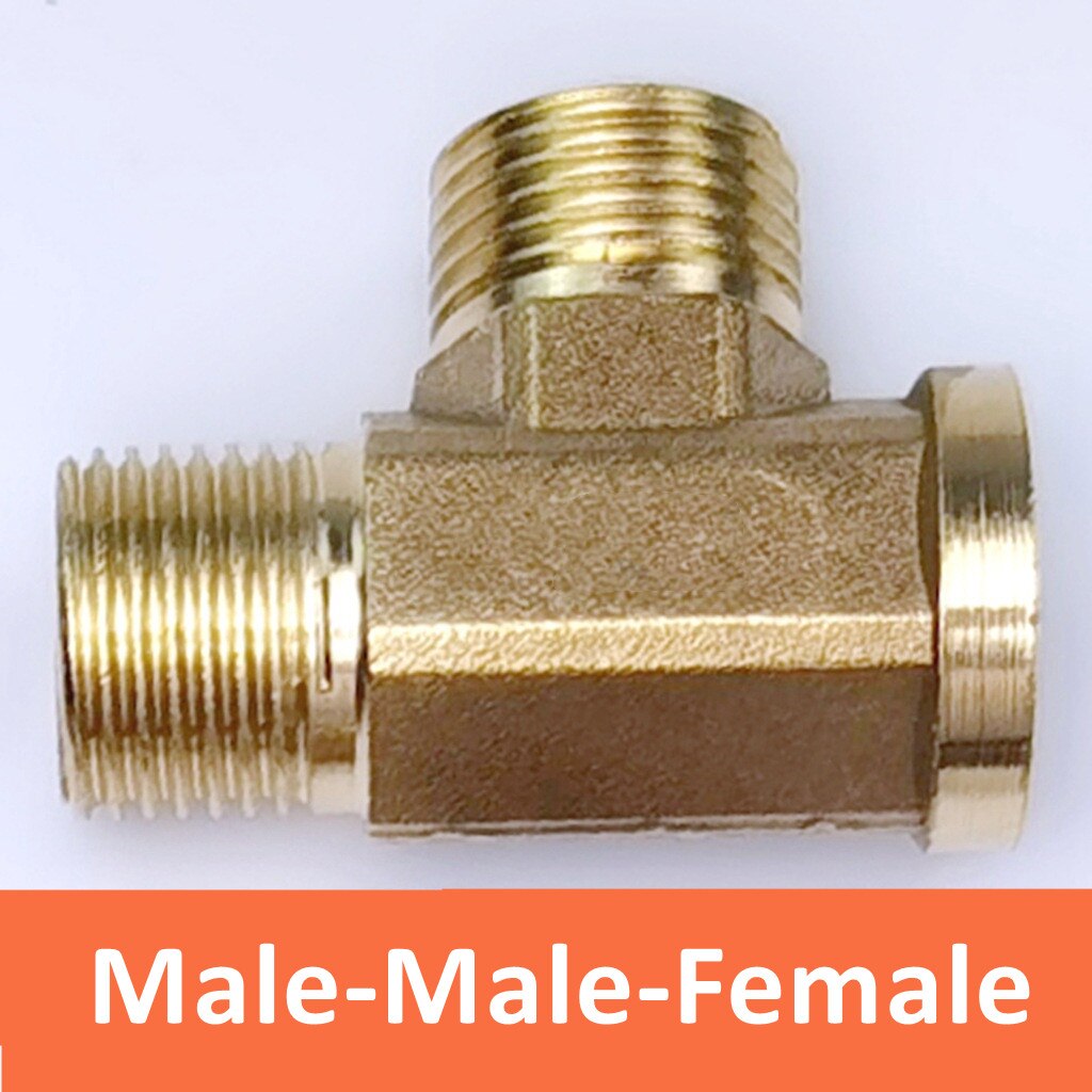 Encanamento pneumático encaixe de tubulação bronze macho/fêmea rosca 1/8 "1/4" 3/8 "1/2" bsp tipo t acessórios cobre água óleo gás adaptador: Male-M-F / 1/2"