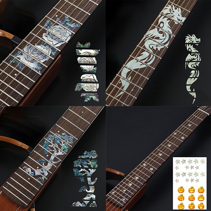 1 unidad de diapasón de guitarra pegatinas para mástil de guitarra PVC pegatinas decoración para guitarra