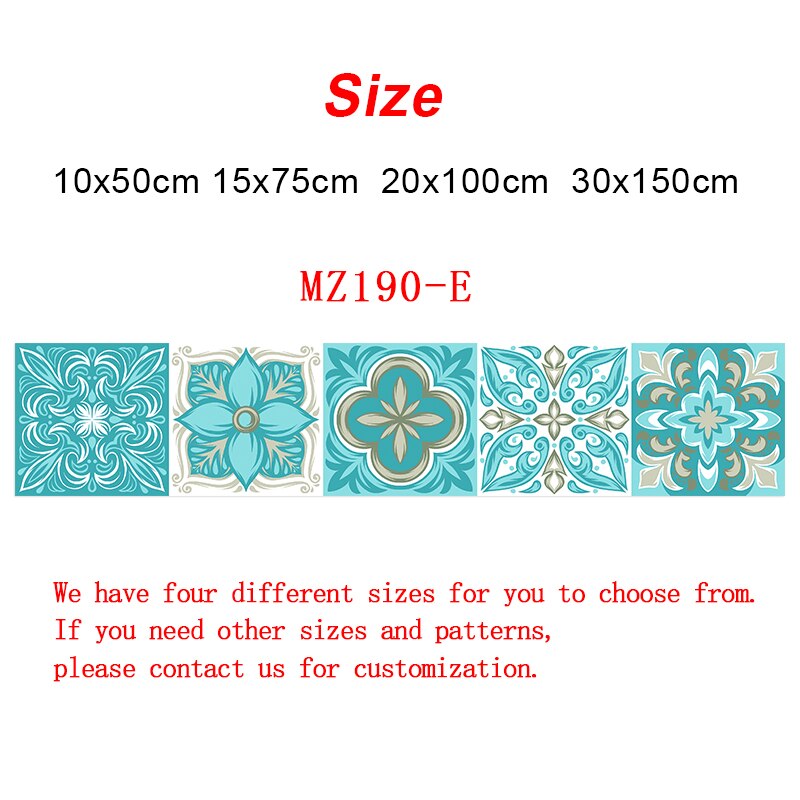 Blue & Green Strip Ceramic Wall Sticker Glossy Surface Kitchen Bathroom Stairs Wallpaper Waterproof Oil-proof Tiles Wall Decals: Large / green