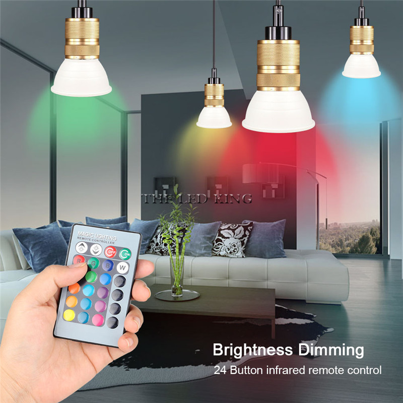 Ampoule LED RGB E14 de 3W, 5W, 10W, 15W, 85-265V, variable, avec télécommande IR, 16 couleurs