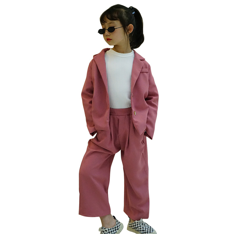 Bléiser-Conjunto de ropa para niños de 3 a 8 años, traje de dos piezas de manga larga, color morado, para primavera y otoño