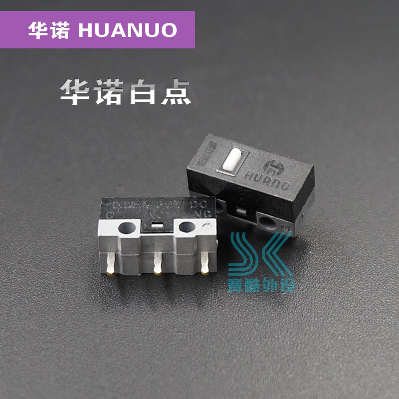 2PCS Original HUANO mouse micro switch button white yellow blue pink green dot blue shell white dot General OMRON 7N 10M switch: White dot