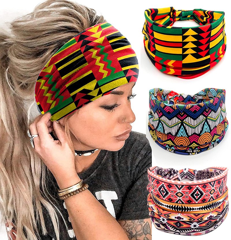 Turbantes bohemios con nudo para mujer, banda elástica para el pelo, diademas anchas, accesorios para el cabello, Vintage, Yoga