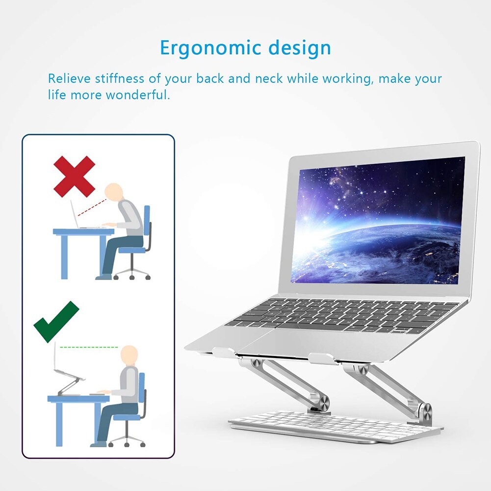 Soporte para portátil de aleación de aluminio, altura ajustable, soporte para mesa de escritorio, soporte para portátil