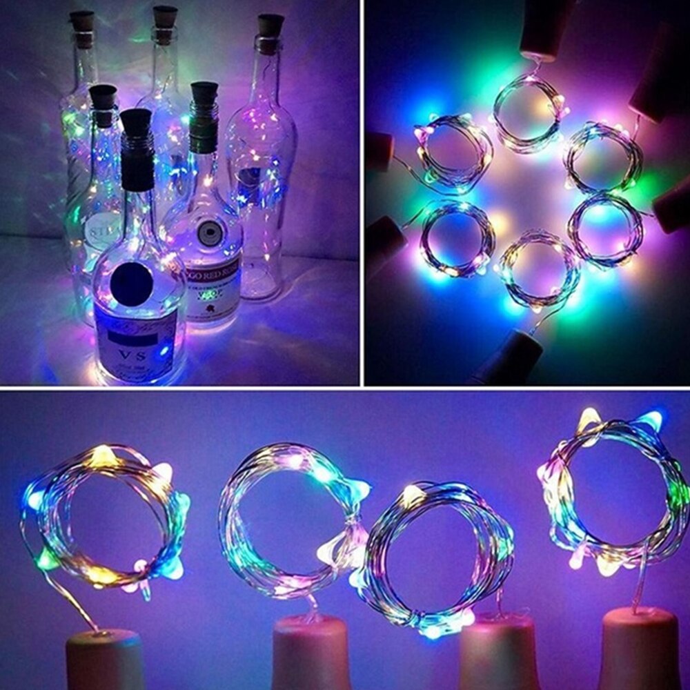 Batterij Aangedreven Guirlande Wijn Fles Verlichting Met Kurk 2M 20Leds Koperdraad Kleurrijke Fairy Lights String Voor Party bruiloft Decor: colorful / 2m 20LEDs