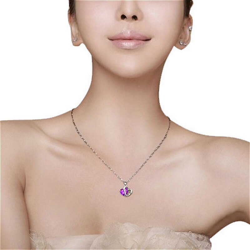 Top Class Style Heart Power Colorful Necklaces Crystal Jewelry Girls Women Jewelry