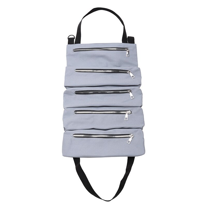 Outil de voiture enrouler sacs toile pochette de rangement outils fourre-tout porte-fronde siège arrière organisateur gris