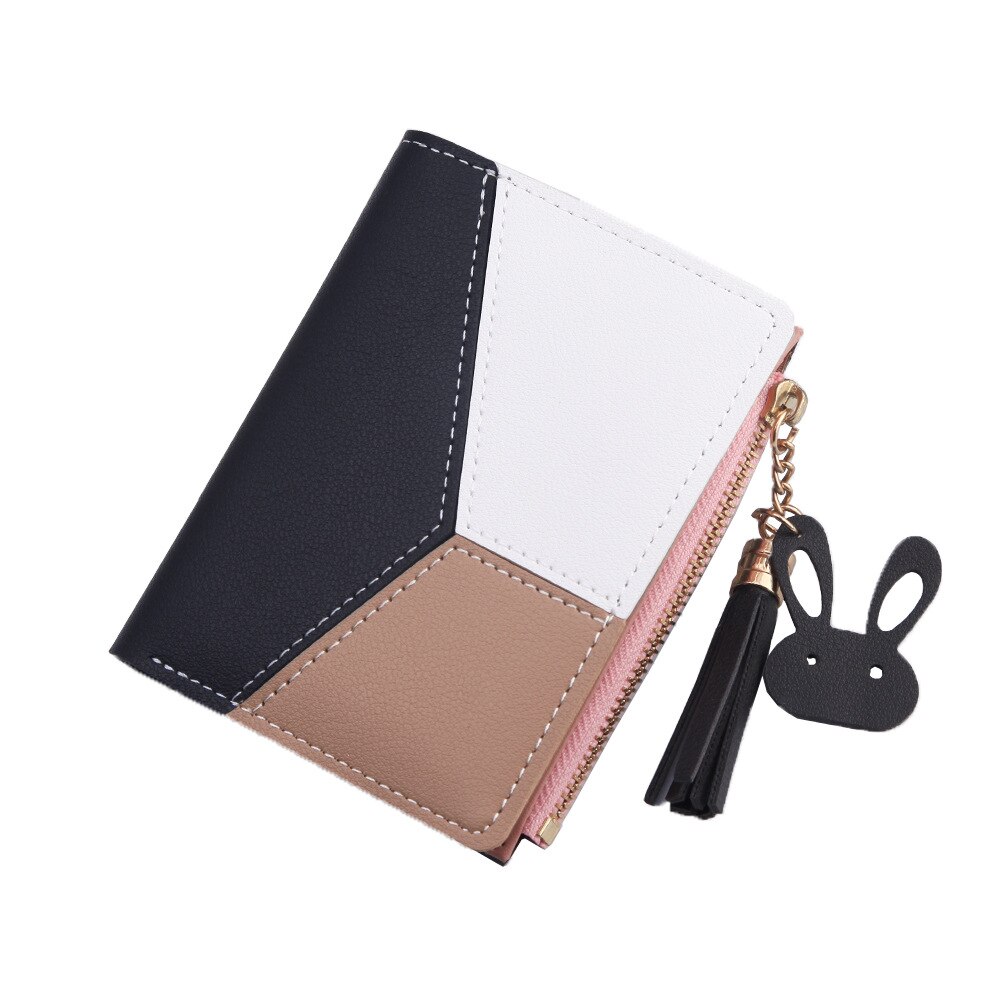 Student style women's wallet Short tassel PU Leather Ladies Purse Coin Pocket with zipper Card Holder Female Wallet carteira