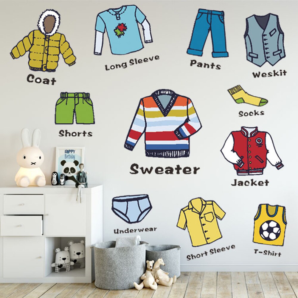 1 Sheet Wardrobe Clothes Classification Logo Costume Label Storage Box Stickers Chic Decals Reminder for Boys Apparel