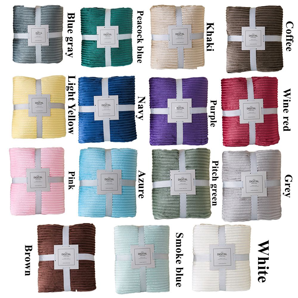 10070cm Camping Warm Cozy Lightweight Fuffy Throw Flannel Solid Color Blanket