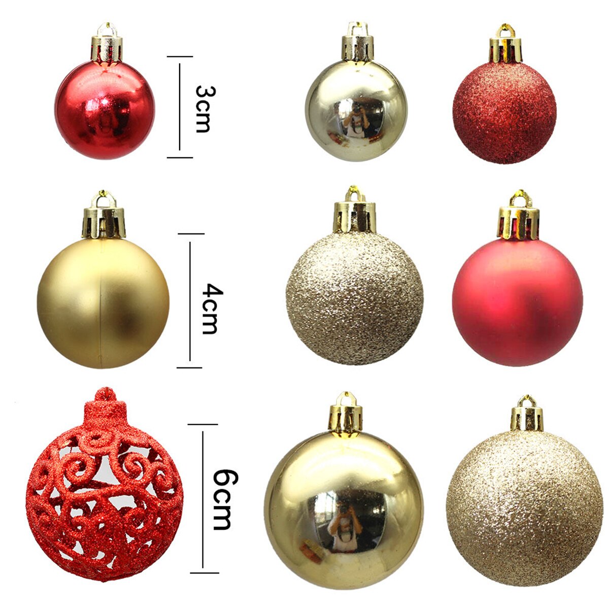 100pcs 3-6cm Christmas Tree Decorations Balls Bauble Xmas Party Hanging Ball Ornaments Christmas Decorations for Year