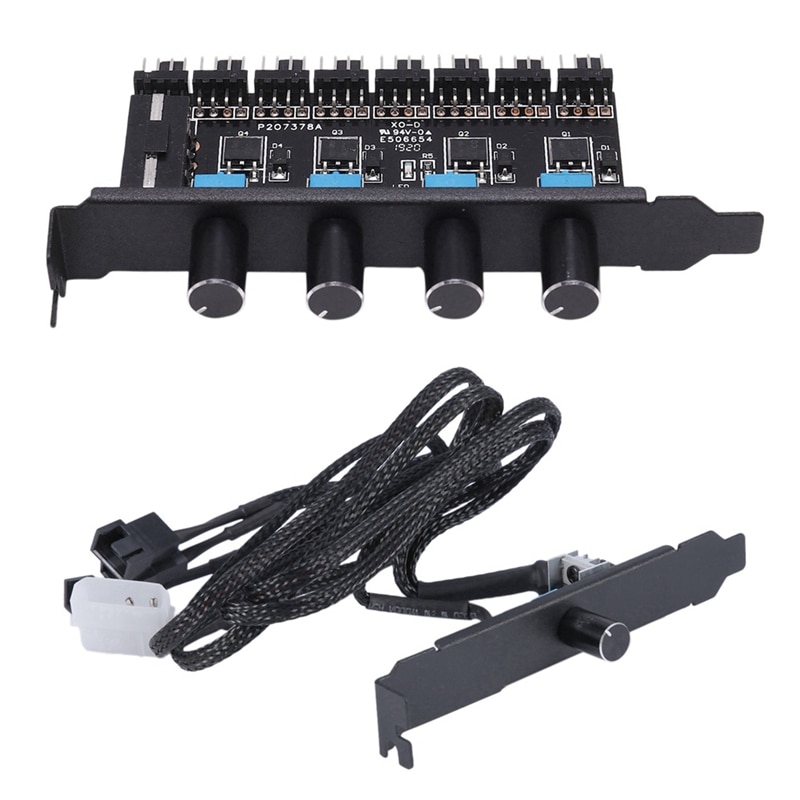 1 Pcs Computer Chassis Baffle Pci Beetje Fan Speed Regulator Hub & 1 Pcs Pc Fan Hub 4 Knop Cooling fan Speed Controller: Default Title