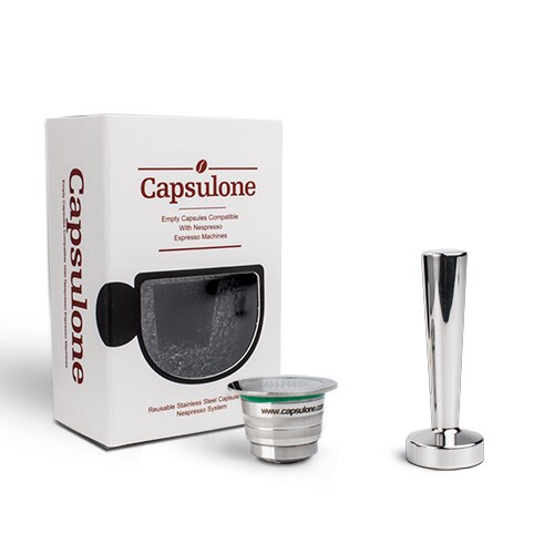 Capsulone/STAINLESS STEEL Metal capsule compatible for nespresso coffee Machine Refillable Reusableand coffee capsule and tamper: 1Vertical and tamper