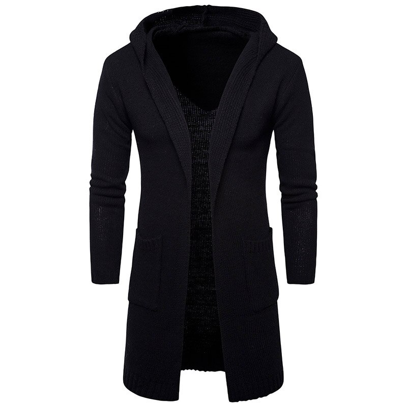 Cardigan Long à capuche pour homme, chandail tricoté, brodé, nouvelle , automne,